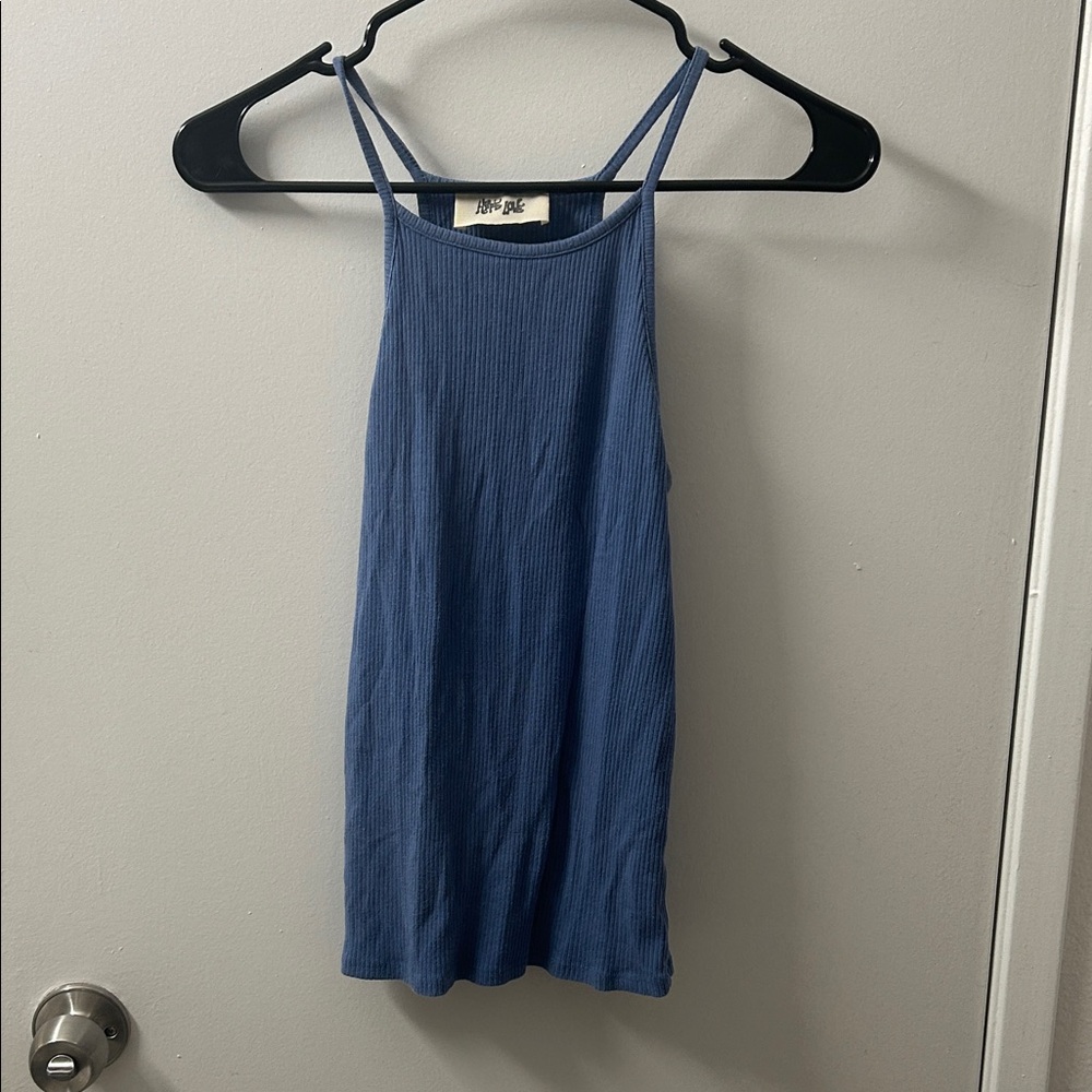 Blue Ribbed Tank Top - Picture 1 of 3
